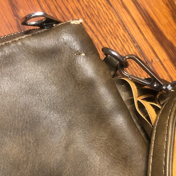 Boho Brown Tan Faux Leather Fringe Crossbody Shoulder Bag Hippie Western - Picture 4 of 9